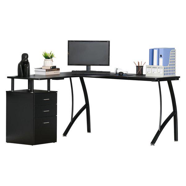 Glass top l shaped deals computer desk