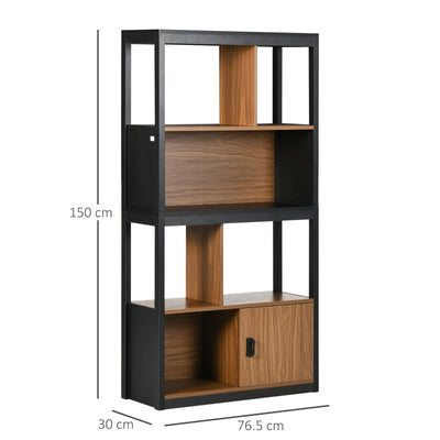 Modern 4-Tier Bookshelf, Walnut Brown