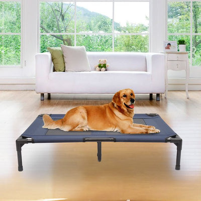 Large Dogs Elevated Oxford Cloth Bed Camping Outdoors - Blue