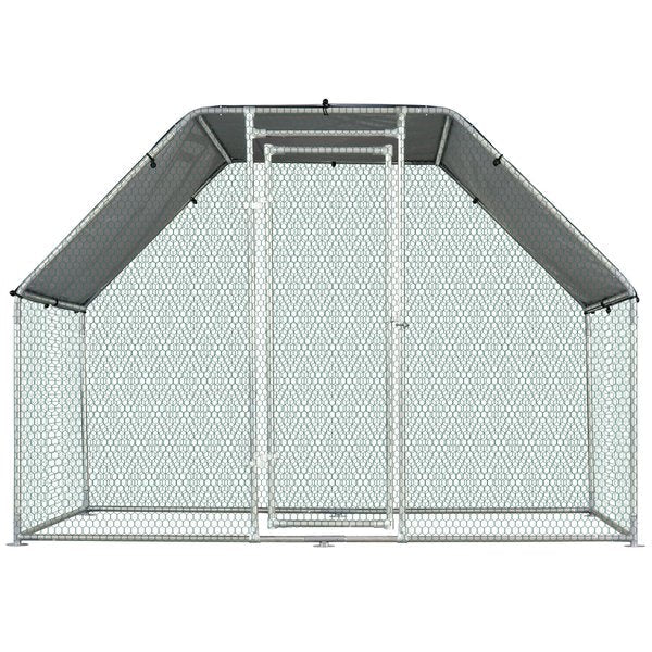 280W X 190D 195H Cm. Large Metal Chicken House Walk-In Coop Run Cage W/ Cover Outdoor