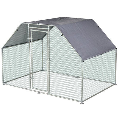 280W X 190D 195H Cm. Large Metal Chicken House Walk-In Coop Run Cage W/ Cover Outdoor