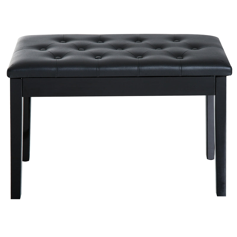 PU Leather Upholstered Piano Stool Makeup Bench, Black