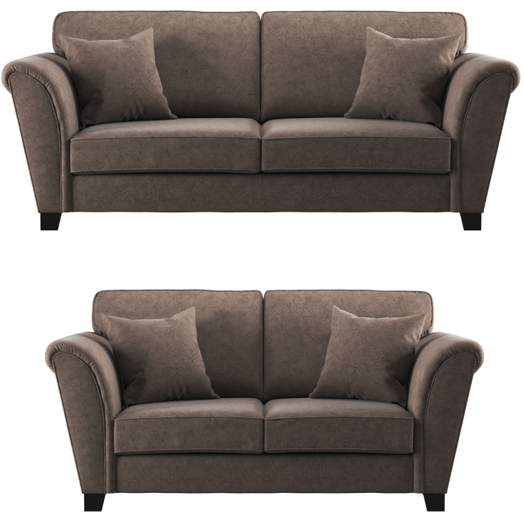 Leighton Soft Suede Chocolate 2 & 3 Seater Sofa Set