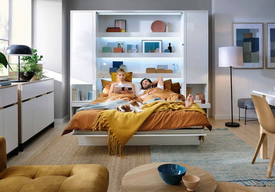 BC-13 Vertical Wall Bed Concept 180cm With Storage Cabinets and LED