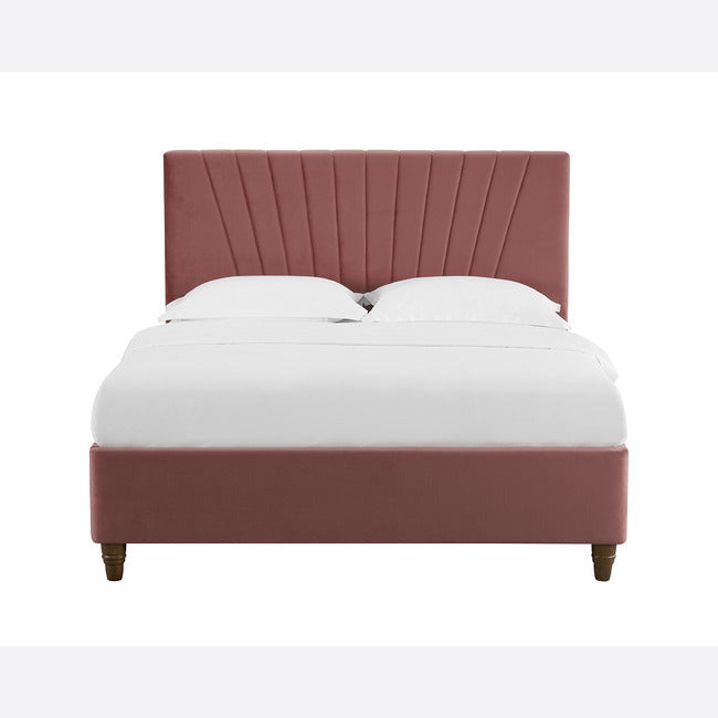 Lexie Pink Velvet Double Bed