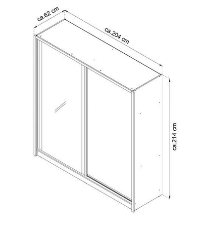 Luca Sliding Door Wardrobe 200cm [Mirror]