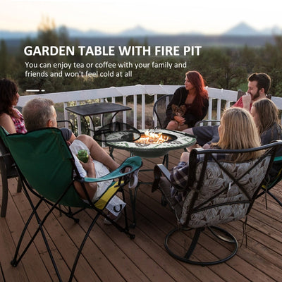 3-in-1 68cm Outdoor Fire Pit, Garden Table