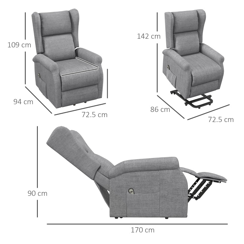 Power Lift Chair For The Elderly With Remote Control, Grey