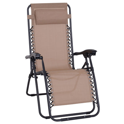 Zero Gravity Chair Metal Frame Texteline Armchair- Beige