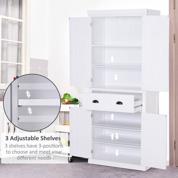 Freestanding Tall Kitchen Cabinet - White