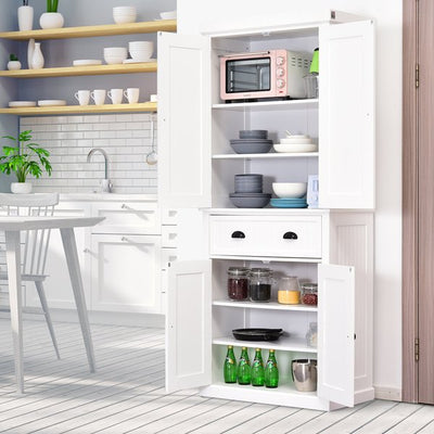 Freestanding Tall Kitchen Cabinet - White