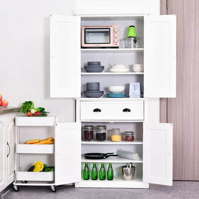 Freestanding Tall Kitchen Cabinet - White