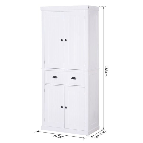 Freestanding Tall Kitchen Cabinet - White