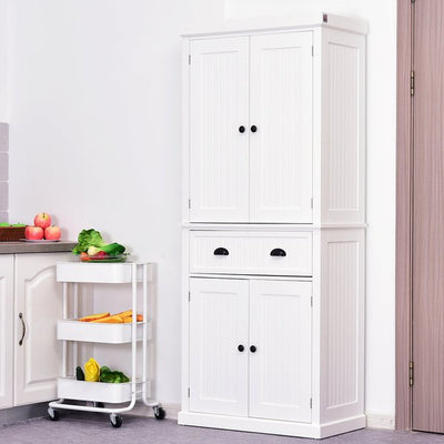 Freestanding Tall Kitchen Cabinet - White