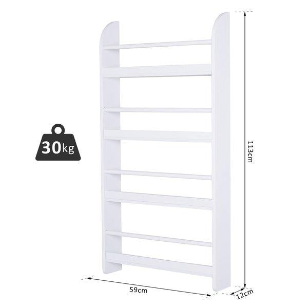 Freestanding Wall-Mounted 4-Tier Magazine Shelf Rack - White