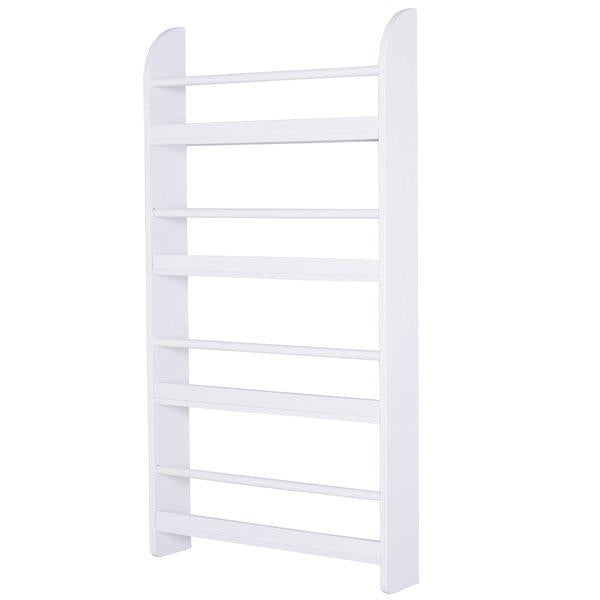 Freestanding Wall-Mounted 4-Tier Magazine Shelf Rack - White