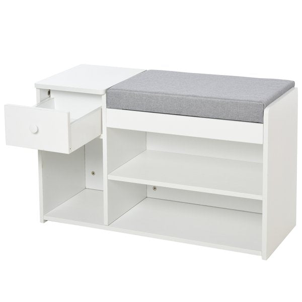 MDF Multi-Compartment Shoe Storage Bench - Grey/White