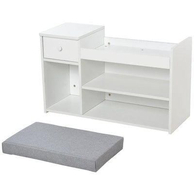 MDF Multi-Compartment Shoe Storage Bench - Grey/White