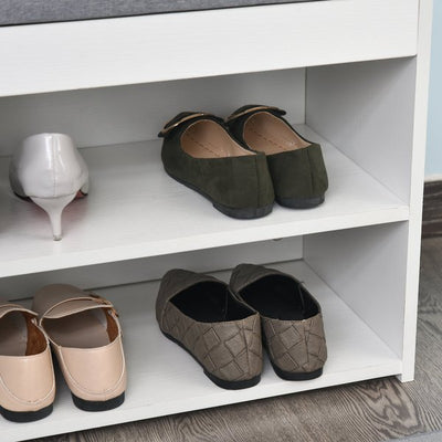 MDF Multi-Compartment Shoe Storage Bench - Grey/White