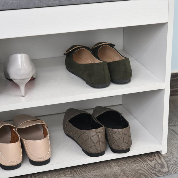 MDF Multi-Compartment Shoe Storage Bench - Grey/White