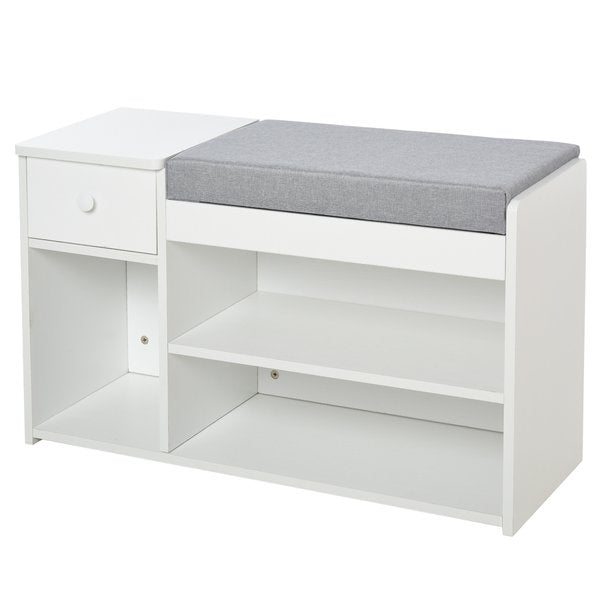 MDF Multi-Compartment Shoe Storage Bench - Grey/White