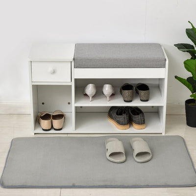 MDF Multi-Compartment Shoe Storage Bench - Grey/White