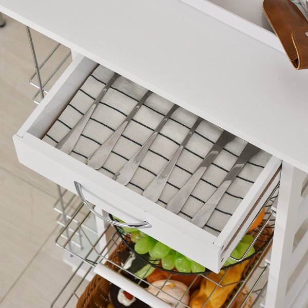 MDF Multifunction Kitchen Island Trolley - White