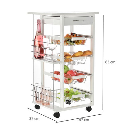 MDF Multifunction Kitchen Island Trolley - White