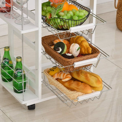 MDF Multifunction Kitchen Island Trolley - White