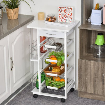 MDF Multifunction Kitchen Island Trolley - White