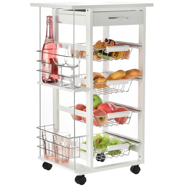 MDF Multifunction Kitchen Island Trolley - White