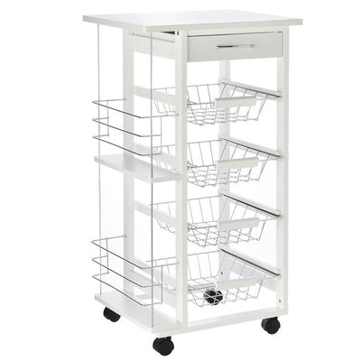 MDF Multifunction Kitchen Island Trolley - White