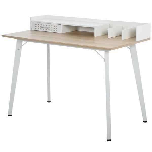 Home Office Desk, Writing Table w/ Organised Compartment -  White