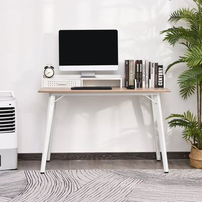 Home Office Desk, Writing Table w/ Organised Compartment -  White