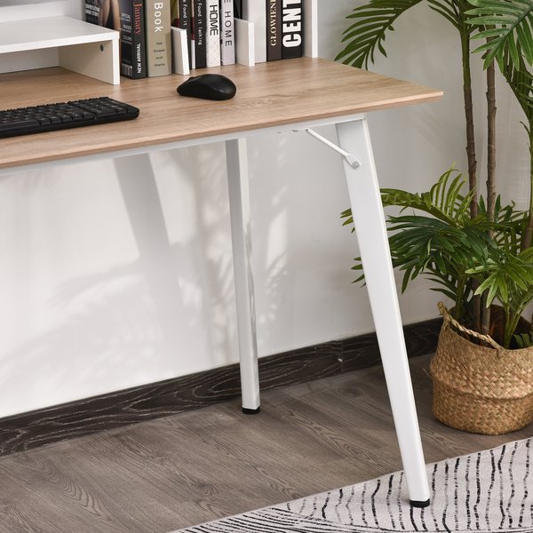 Home Office Desk, Writing Table w/ Organised Compartment -  White