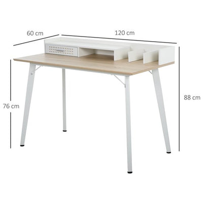 Home Office Desk, Writing Table w/ Organised Compartment -  White