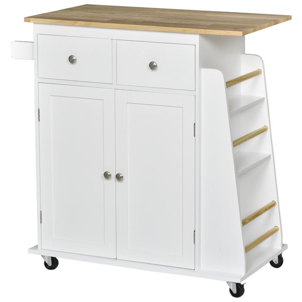 MDF Rolling Kitchen Island White