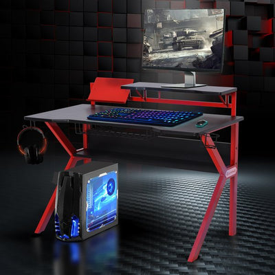 Spacious Gaming Desk w/ Cup Holder - Red