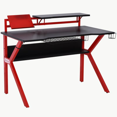 Spacious Gaming Desk w/ Cup Holder - Red