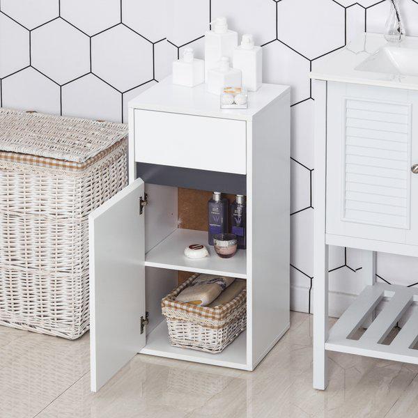 Tri-Compartment Bathroom Storage Cabinet - White