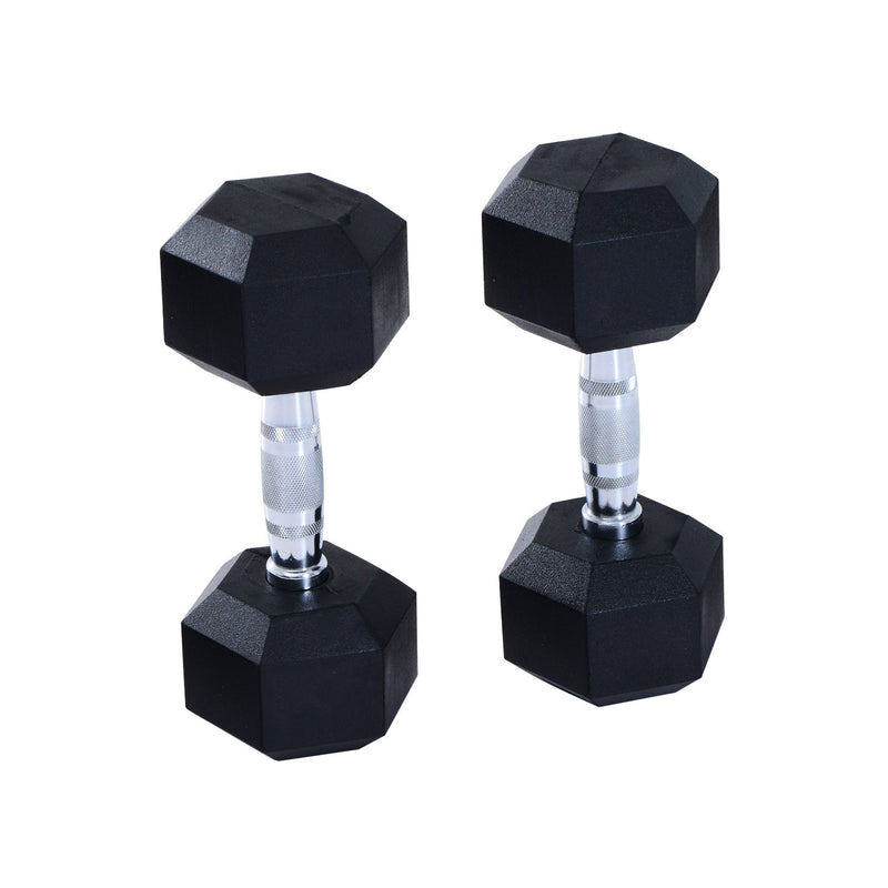 HOMCOM Rubber Hexagonal Dumbbell Set,2 pcs x 10 kg