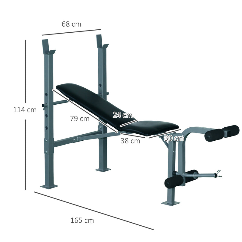 HOMCOM Heavy Duty Adjustable Multi Gym Chest Leg Arm Weight Bench w/4 Incline Postions - Black/Silver