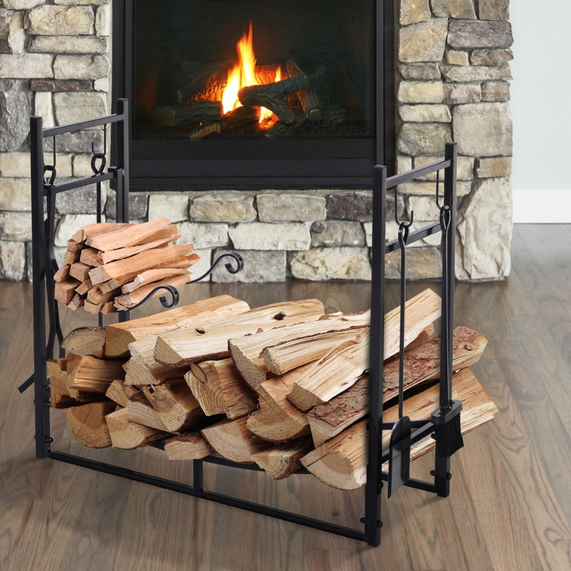 Metal Firewood Log Holder Indoor Outdoor Rack