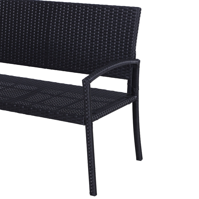 Outsunny Rattan Chair 2-Seater Loveseat-Black