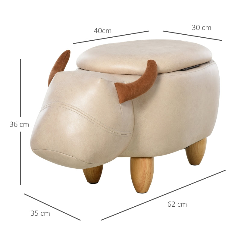 Animal Footstool Buffalo Storage - Ivory