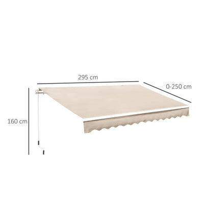 Manual Retractable Awning, 3x2.5 M - Ivory White