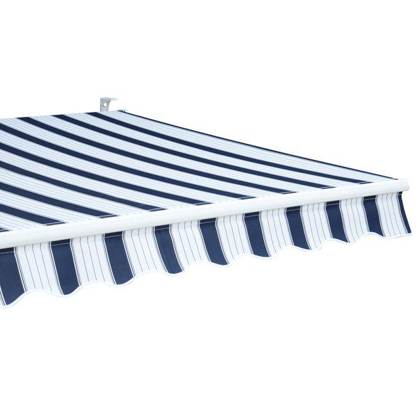 Manual Retractable Awning, 3x2.5 M - Blue/White Stripes