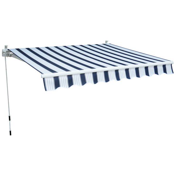 Manual Retractable Awning, 3x2.5 M - Blue/White Stripes