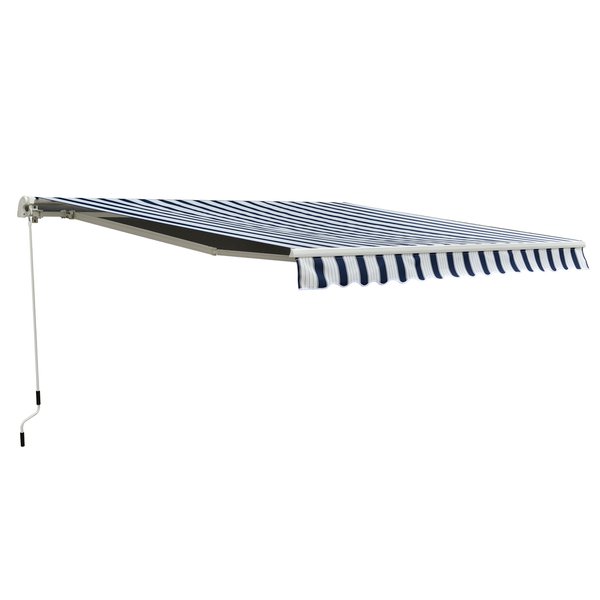 3.5x2.5 M Manual Retractable Awning -  Blue/White Stripes