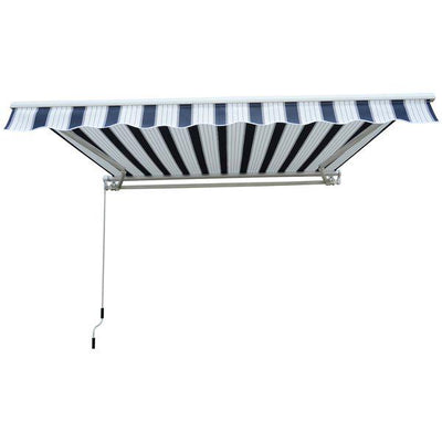 Manual Retractable Awning, 3x2.5 M - Blue/White Stripes